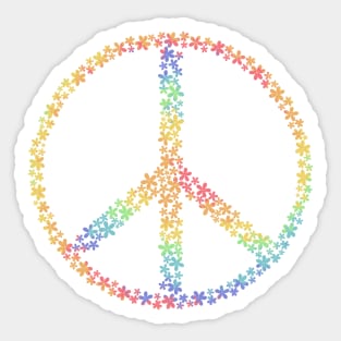 Floral Peace sign - rainbow tie-dye Sticker